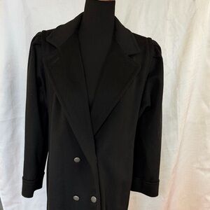 Elegant Black Double-Breasted Coat Wool Blend union made USA VTG